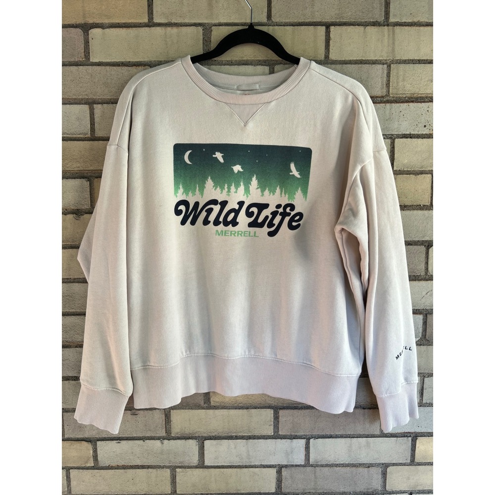 Merrell Wild Life Graphic Crewneck Sweatshirt Cream Large